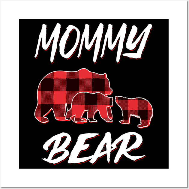 Mommy Bear Red Plaid Christmas Pajama Matching Family Gift Wall Art by intelus